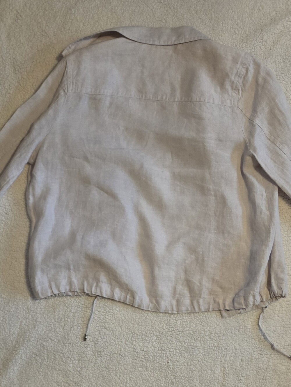 Tommy Bahama Light Beige Drawstring Hem Linen Jean Jacket - Picture 4 of 4